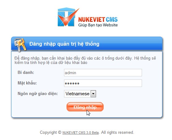 Login Admin Control Panel