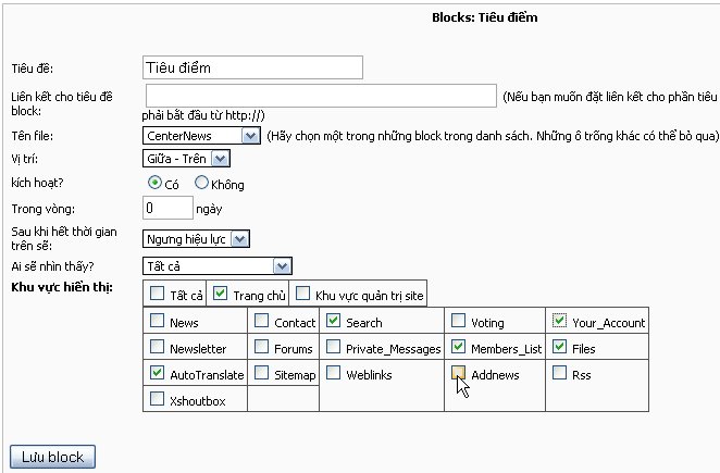 Hệ quản lý block cũng được cải tiến, bạn có thể tùy chọn các vị trí hiển thị block một cách đa dạng hơn, 1 block có thể hiển thị tại nhiều vị trí.