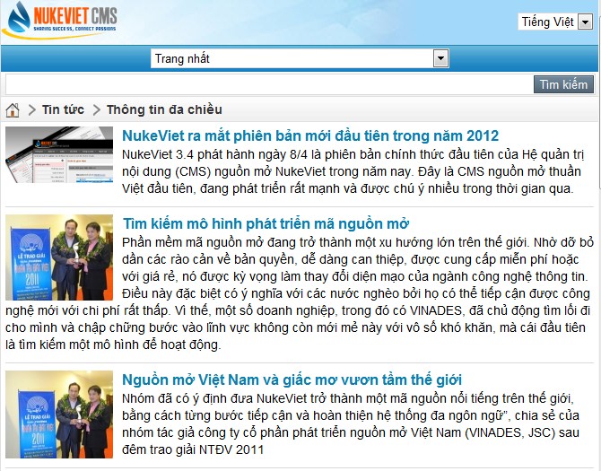 Giao diện website khi truy cập bằng mobile
