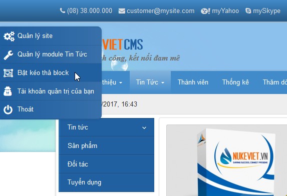 Bật kéo thả block
