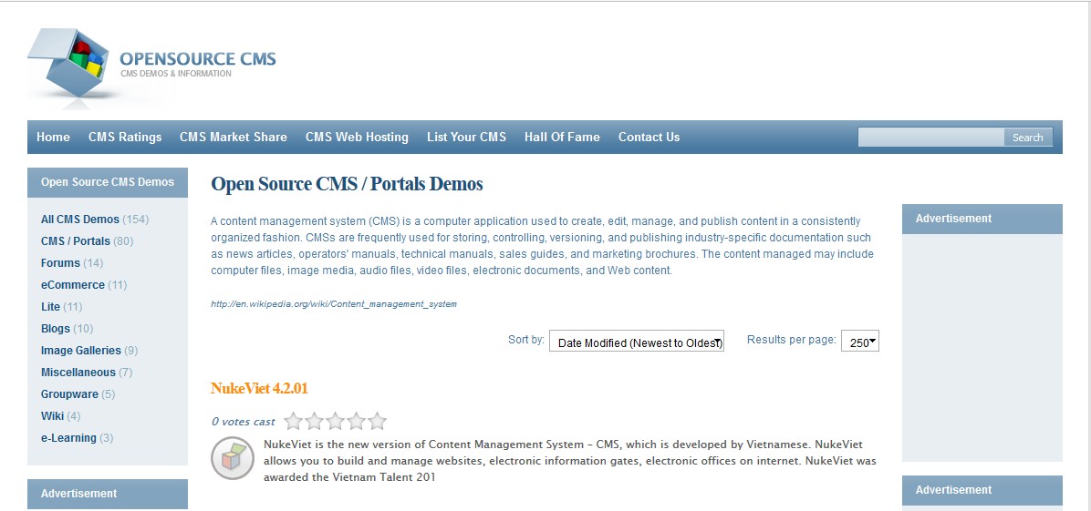 NukeViet trở lại danh sách 80 CMS/ Portals được hỗ trợ trên Open Source CMS