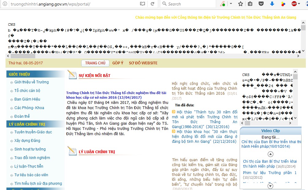 Ảnh chụp website truongchinhtri.angiang.gov.vn - ảnh chụp tháng 5/2017