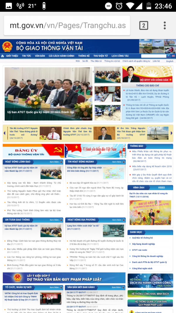 Ảnh chụp Cổng thông tin Bộ Giao thông Vận tải