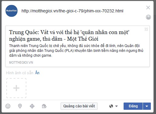 Đường link được thay đổi rồi sau đó share lên Facebook để câu view!