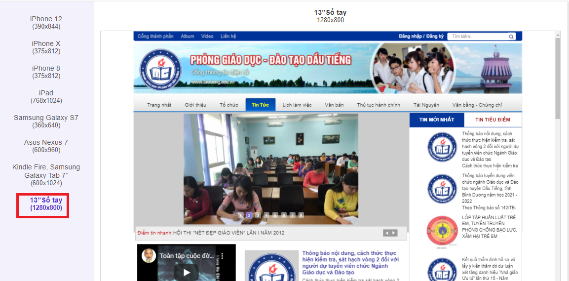 Cổng thông tin điện tử Phòng Giáo dục Dầu Tiếng (máy tính)
