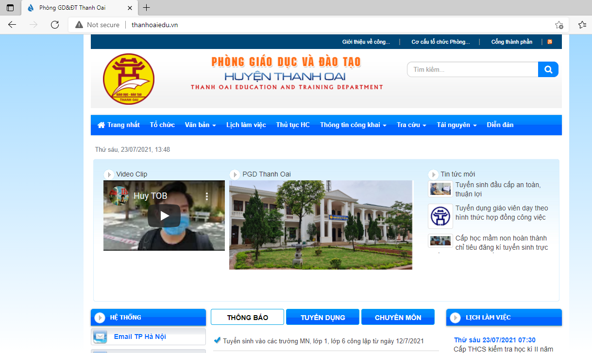 Cổng thông tin điện tử Phòng Giáo dục Thanh Oai (microsoft edge)