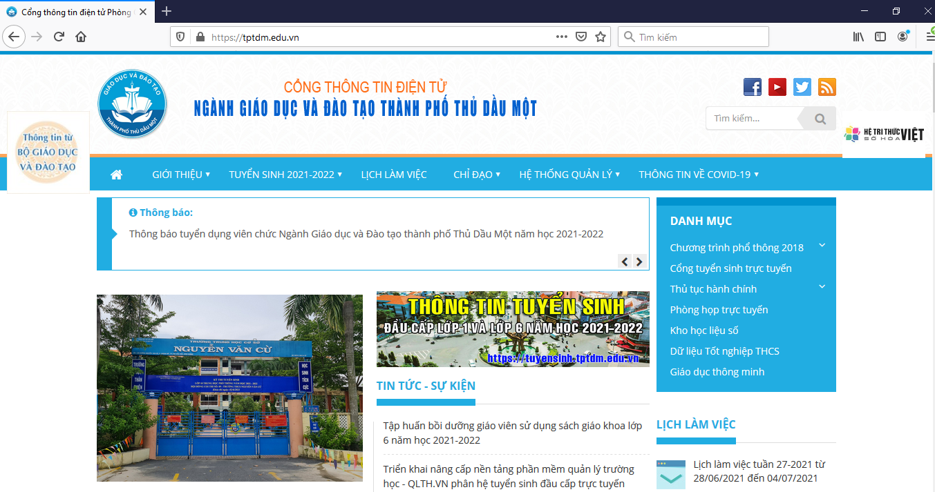 Cổng thông tin điện tử Phòng Giáo dục Thủ Dầu Một firefox