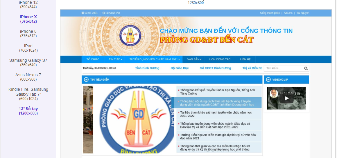 Đánh giá Cổng thông tin điện tử Phòng Giáo dục Bến Cát (máy tính)