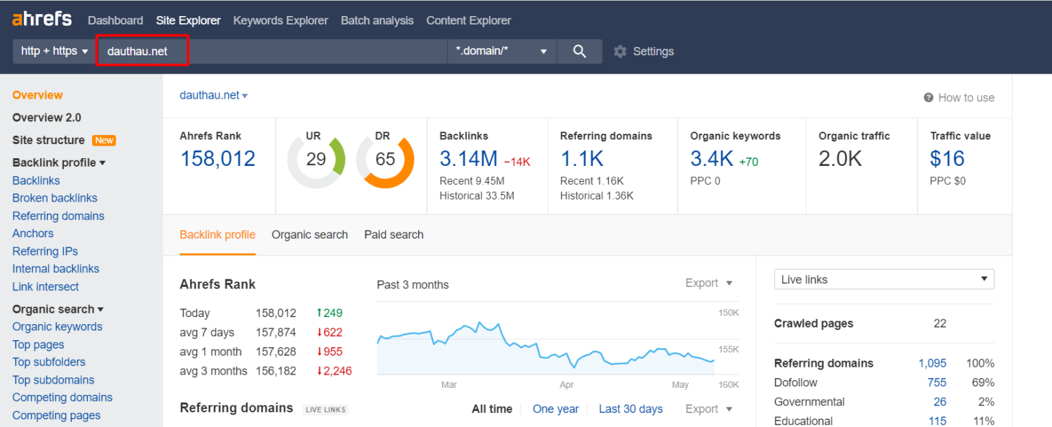 Dán domain kiểm tra backlink xấu