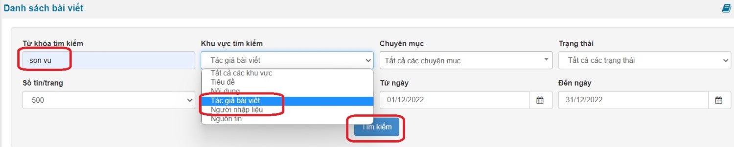 chọn lọc bài viết theo tên tác giả theo người đăng
