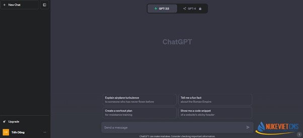 Giao diện chính ChatGPT