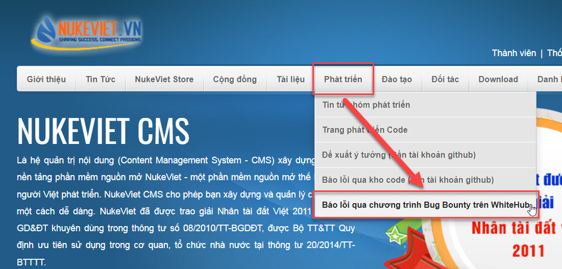 báo lỗi nukeviet