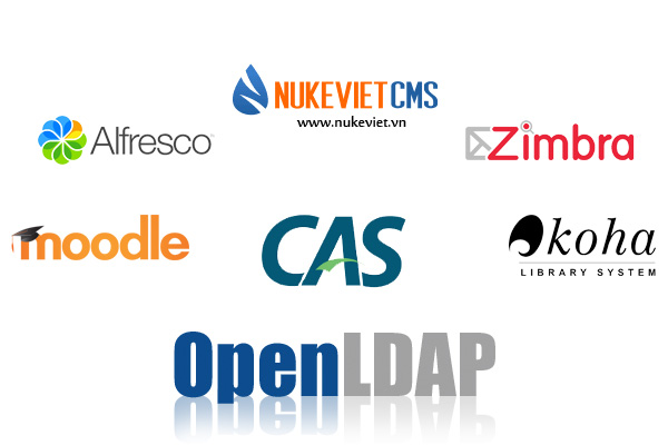 Thử nghiệm thành công đăng nhập 1 lần tài khoản người dùng NukeViet với Alfresco, Zimbra, Moodle, Koha
